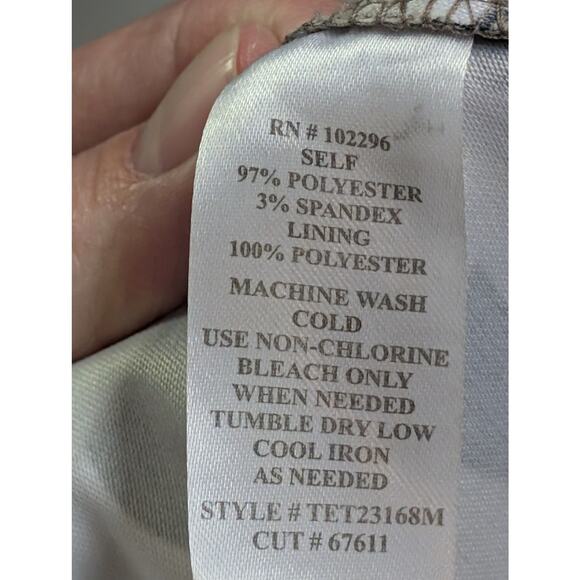 Asymmetric Draped Panel Sheath Dress 8 Tropical Floral Yellow Gray Black Office - Picture 9 of 10